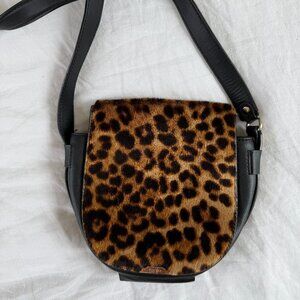Maje Leopard Calf-hair Crossbody Bag